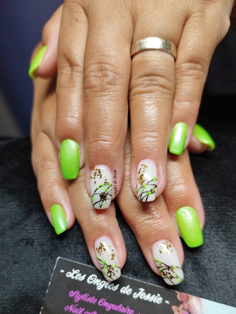 manucures graphique – fluo en vert ou jaune