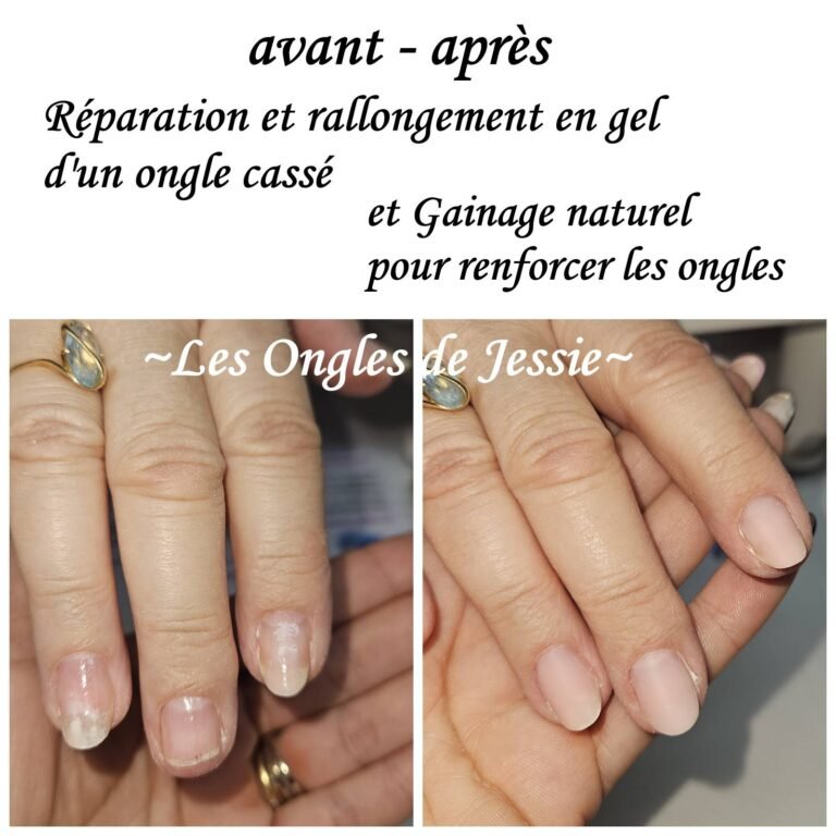 Avant / Après : Réparation d&rsquo;un ongle cassé et Gainage pour renforcer