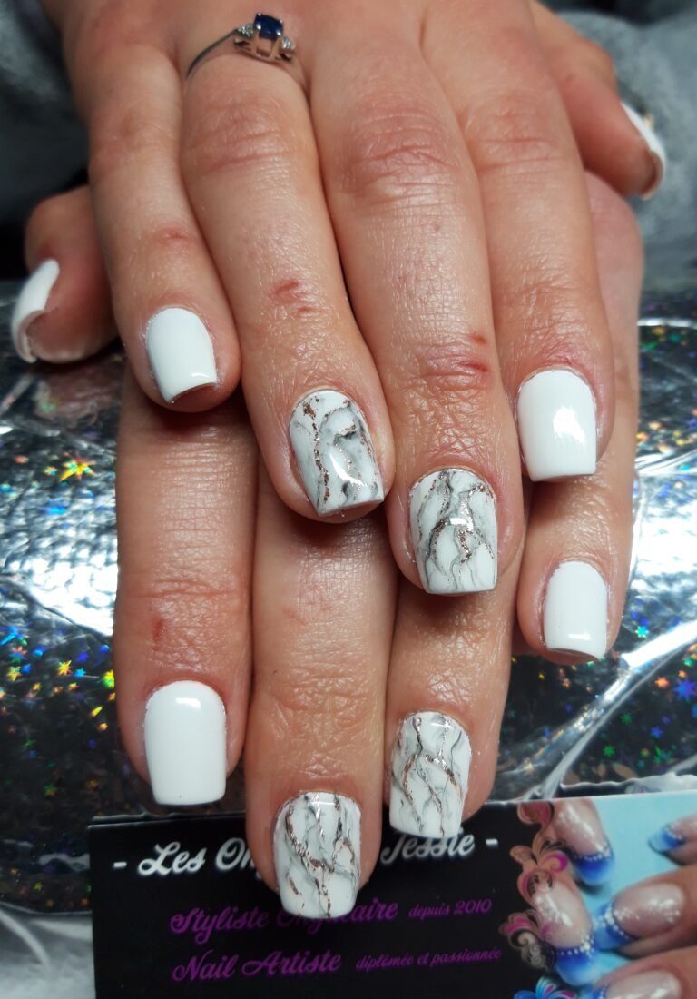 Effet marbré et or cuivre sur blanc – 5 poses